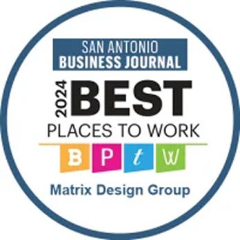 San Antonio Business Journal 2024 Best Places to Work award badge for Matrix Design Group